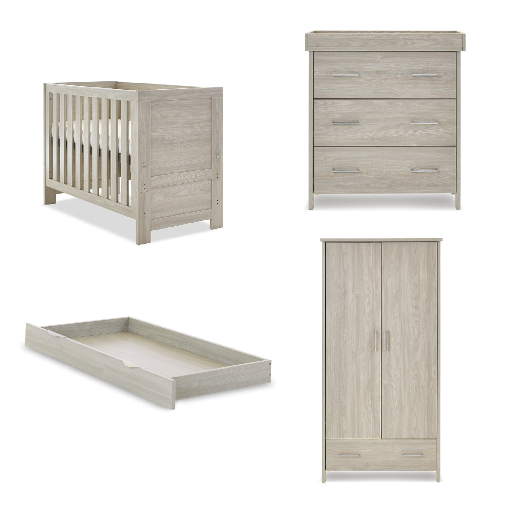 Obaby Nika Mini 3 Piece Room Set with Cot Bed, Dresser Changer and Wardrobe