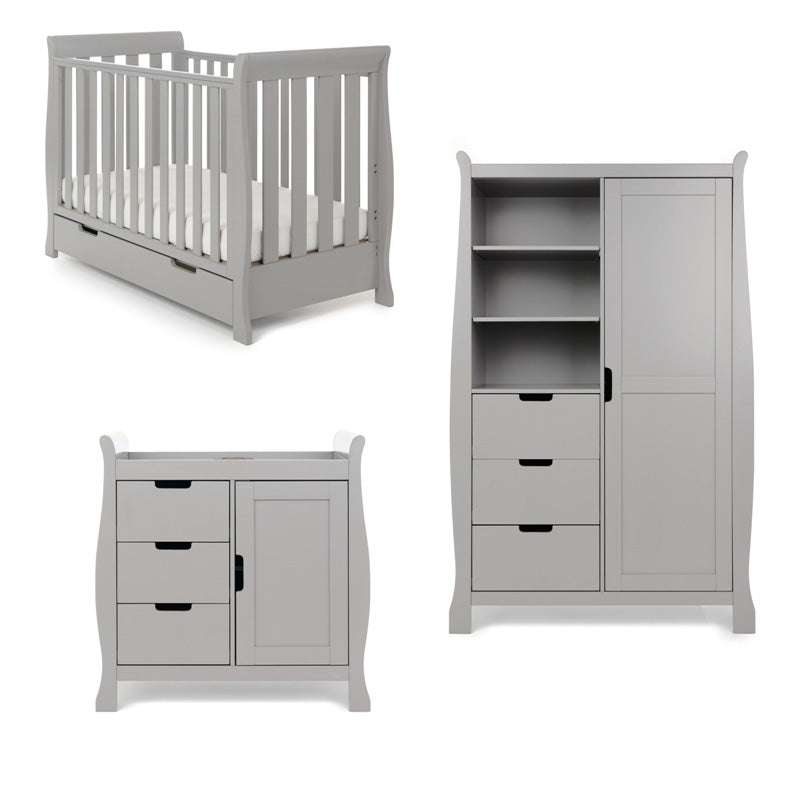 Obaby Stamford Mini 3 Piece Room Set with Cot Bed, Dresser Changer and Wardrobe