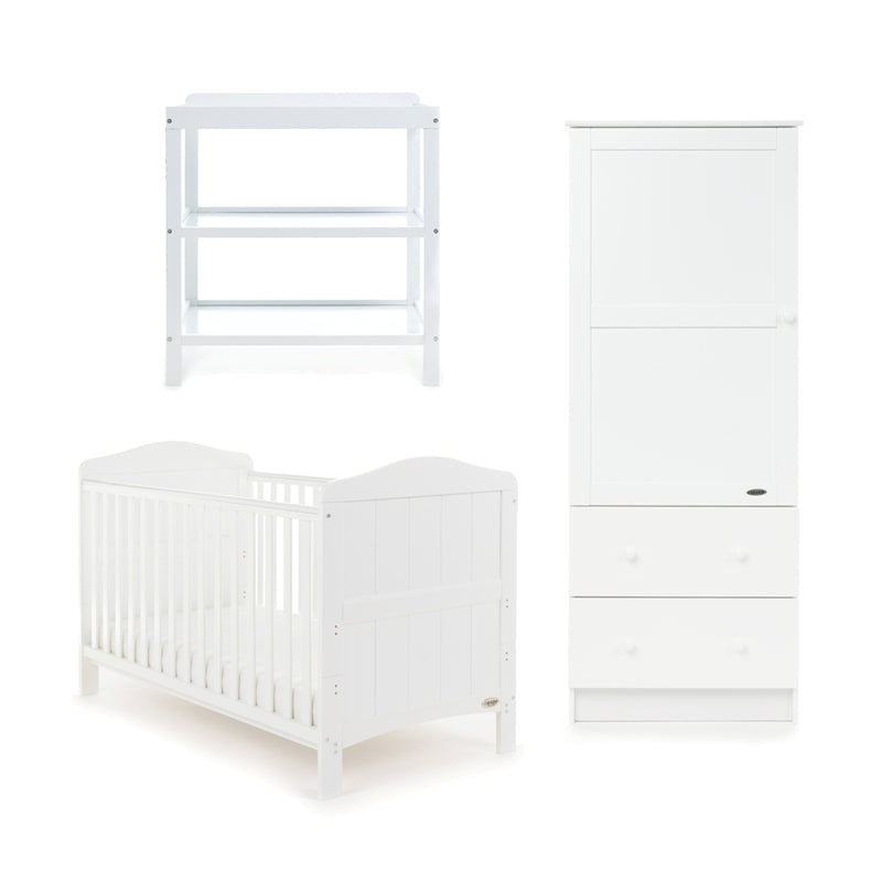 Obaby Whitby 3 Piece Room Set with Cot Bed, Changing Unit & Wardrobe
