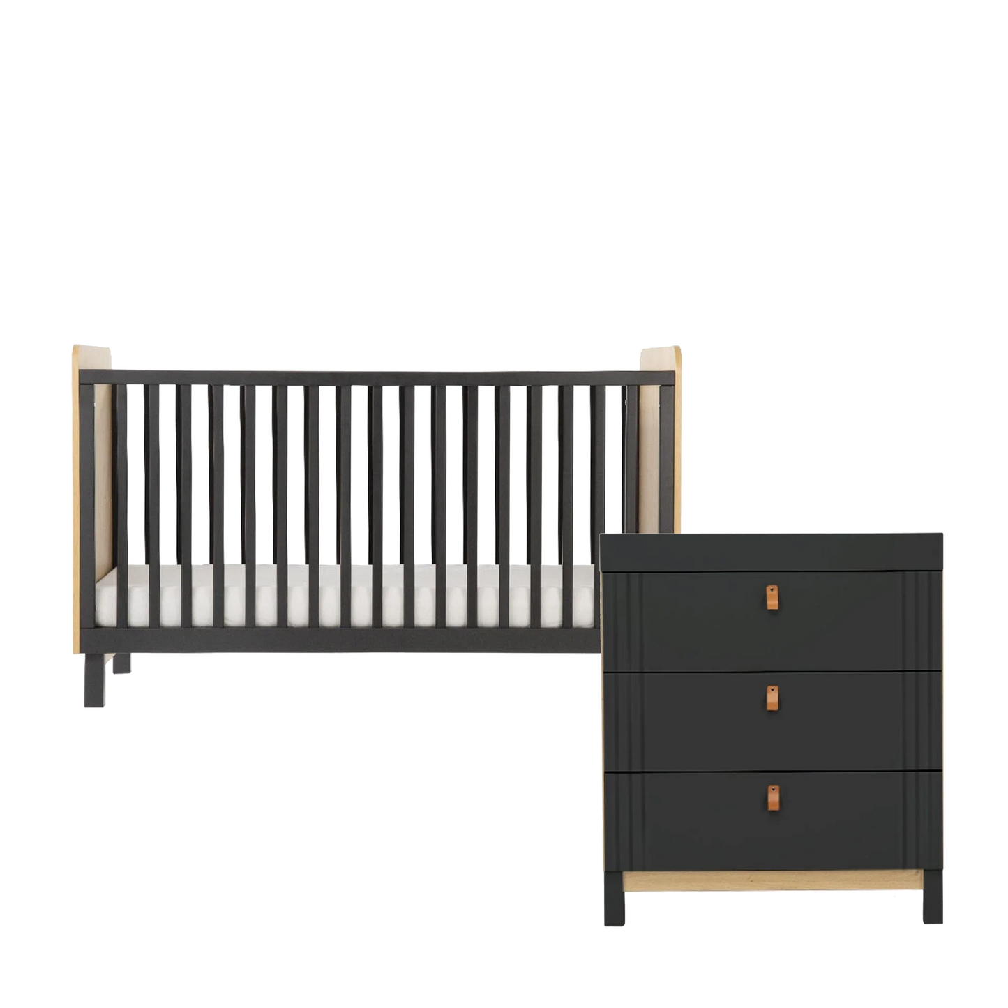 CuddleCo Rafi 2 Piece Set with Cot Bed and Drawer Dresser
