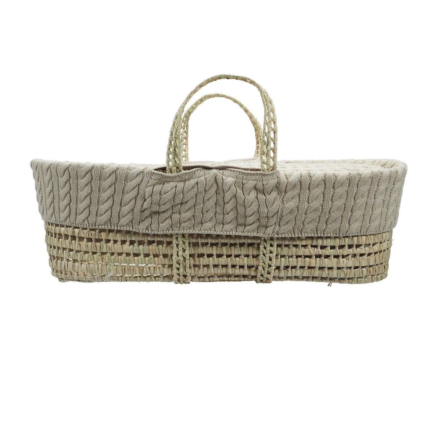 Cuddles Cable Knit Moses Basket with Folding Stand and Blanket