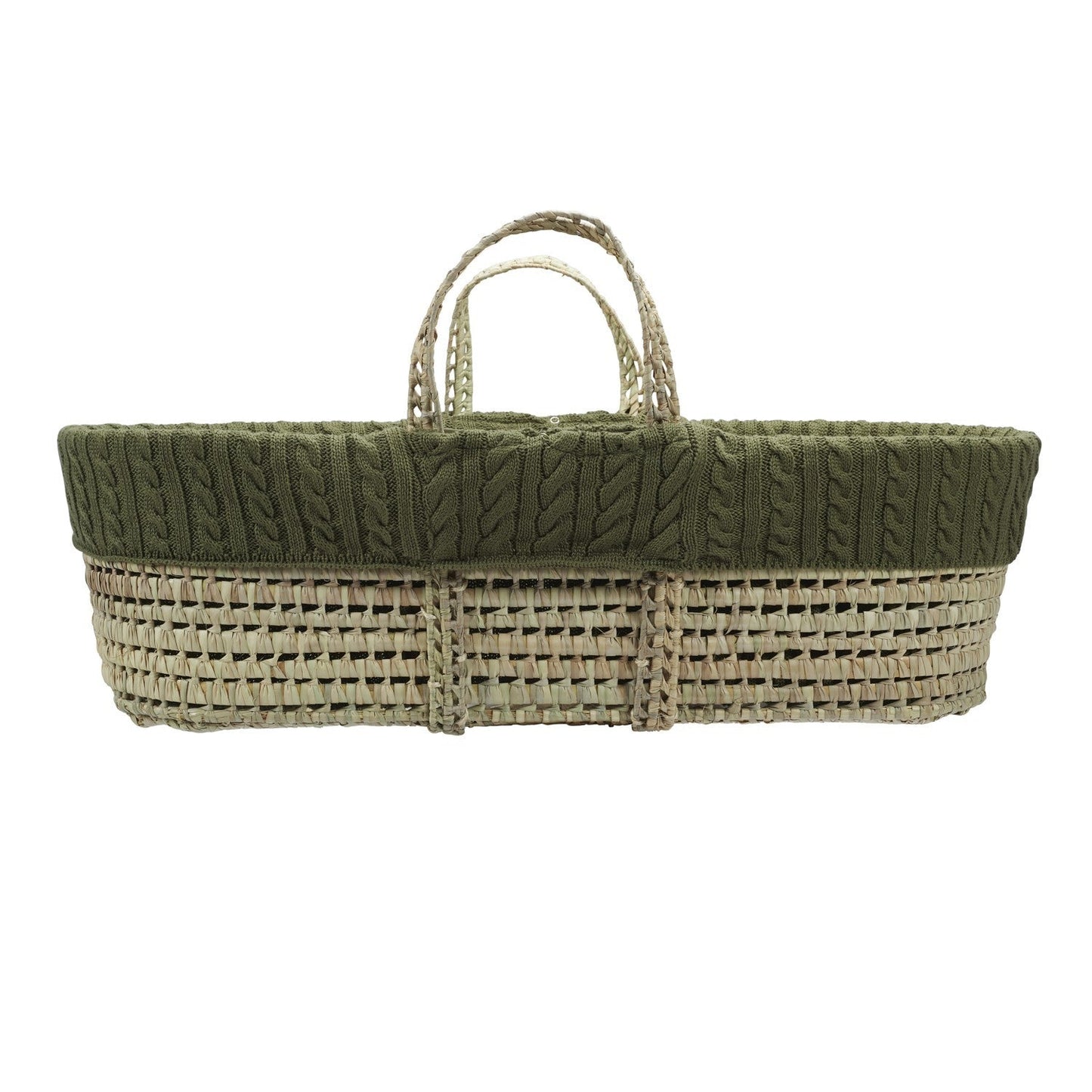 Cuddles Cable Knit Moses Basket with Folding Stand and Blanket
