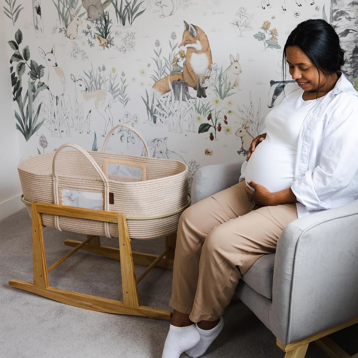 Clevamama Moses Basket with ClevaFoam Mattress & Stand