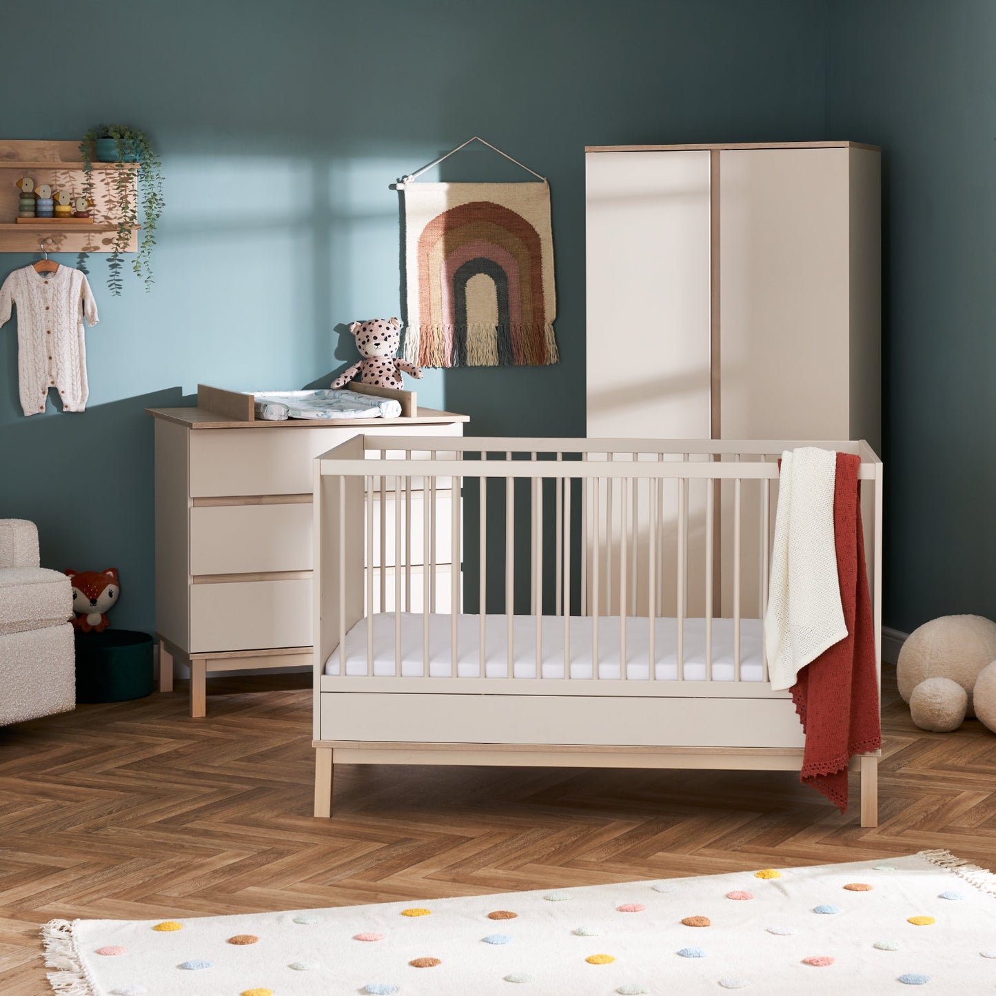 Obaby Astrid 3 Piece Room Set with Cotbed, Dresser Changer and Wardrobe