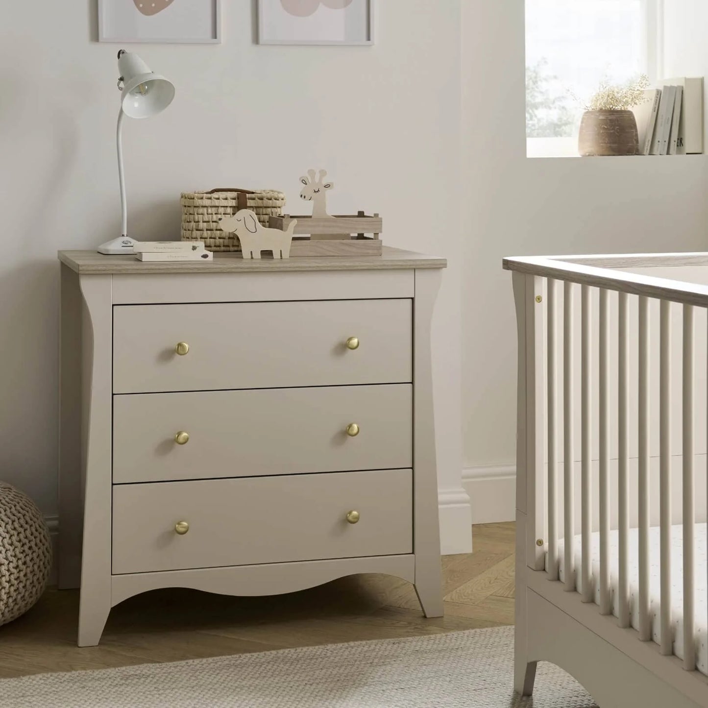CuddleCo Clara 2 Piece Set with Cot Bed and Drawer Dresser