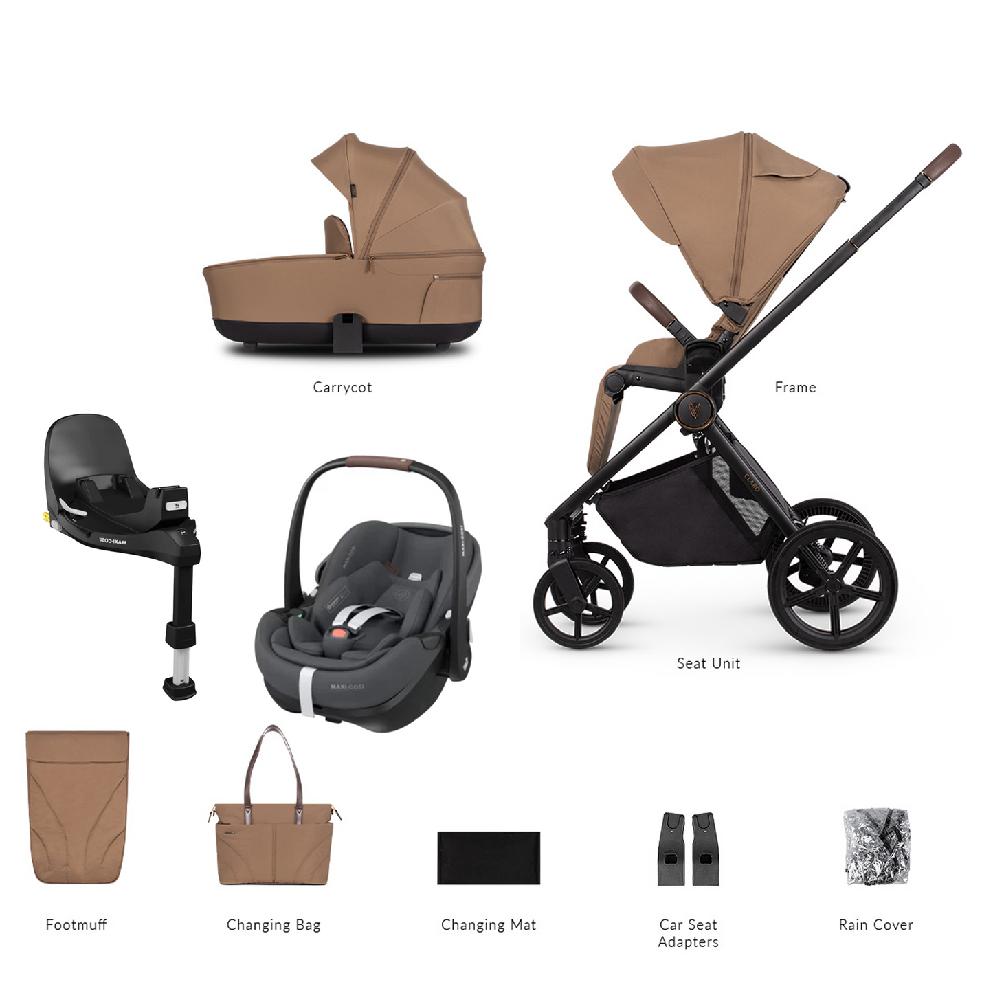 Venicci Claro 3 in 1 with Maxi Cosi Pebble 360 Pro2 and Familyfix Pro Isofix Base