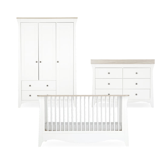 CuddleCo Clara Luxe 3 Piece set with Cotbed, Dresser and Wardrobe