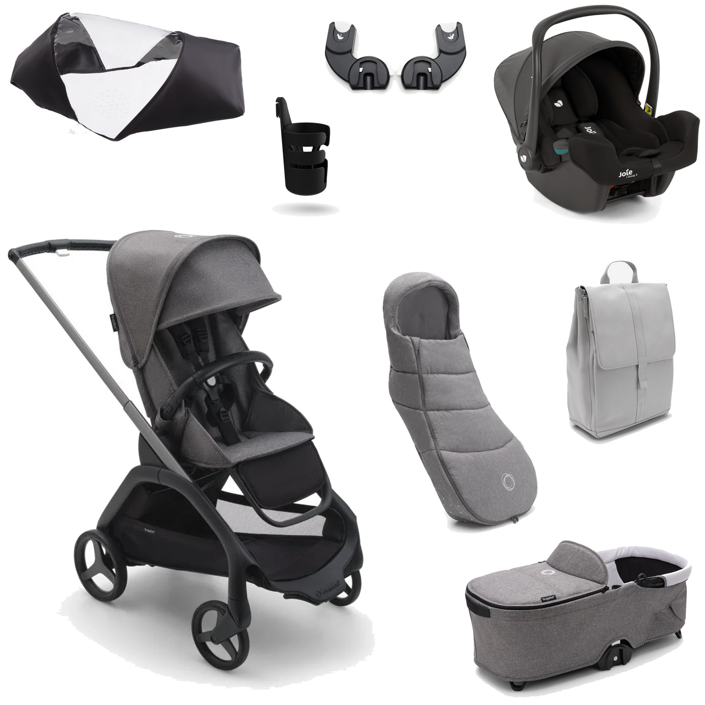 Bugaboo Dragonfly Essential Pushchair Bundle with Joie iSnug