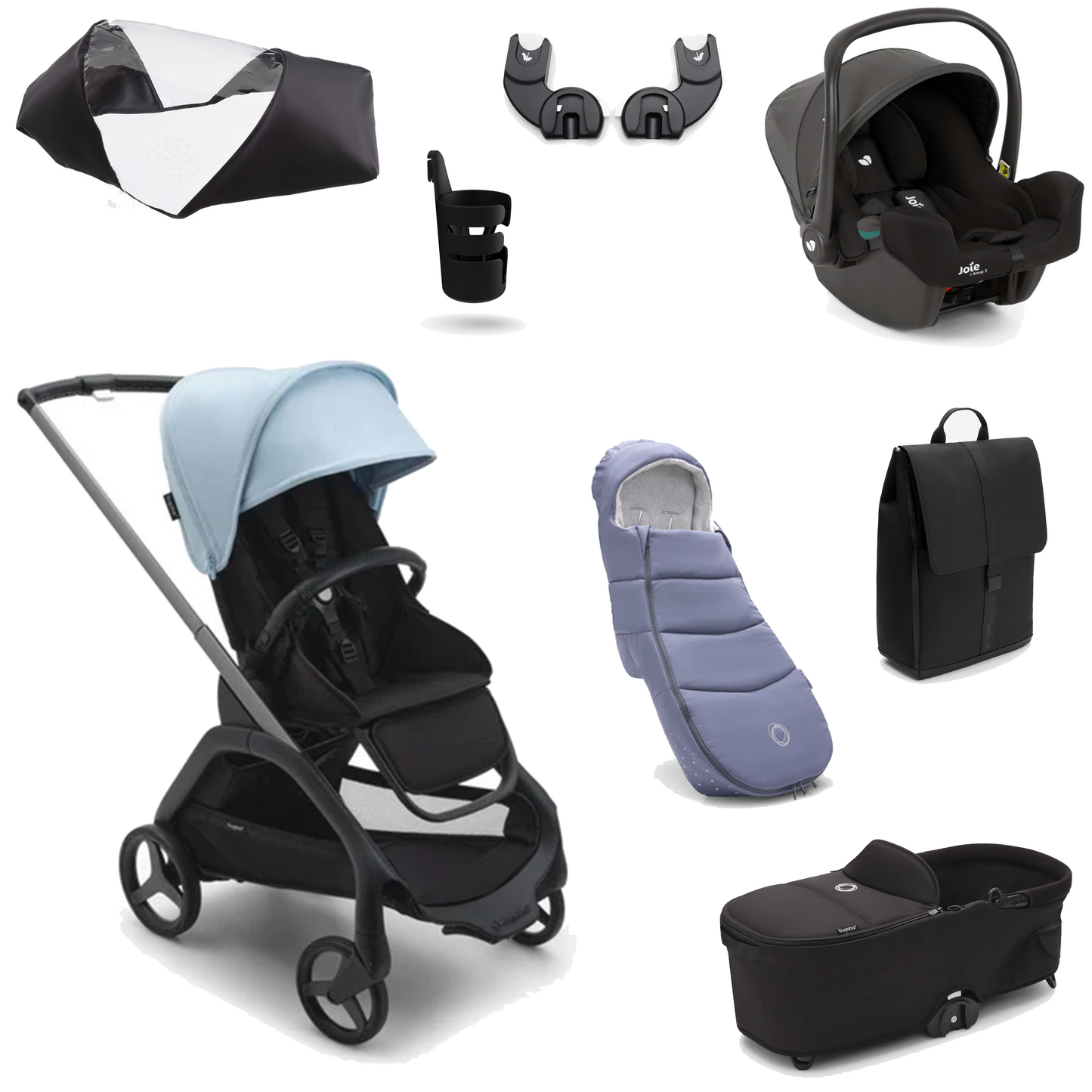 Bugaboo Dragonfly Essential Pushchair Bundle with Joie iSnug