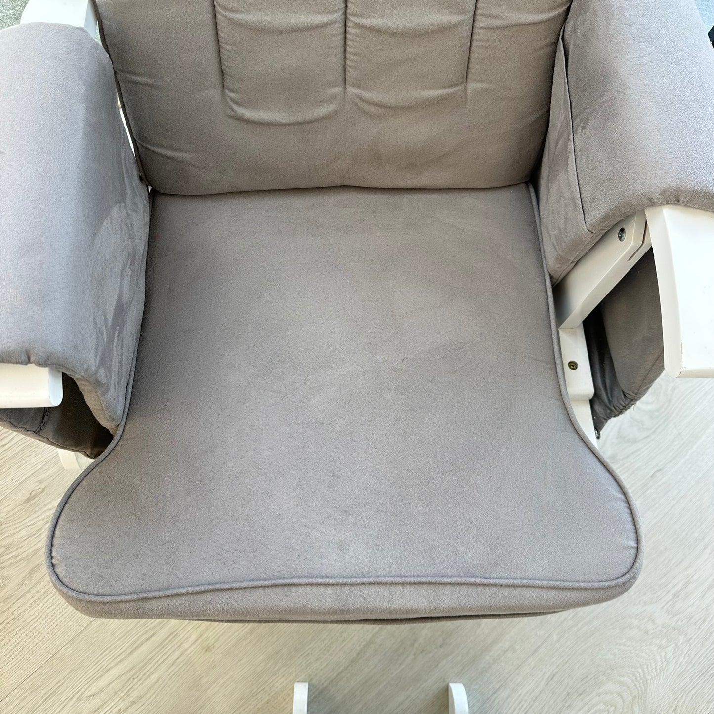Ex Display Obaby Deluxe Reclining Glider Chair and Stool - White with Grey Cushion