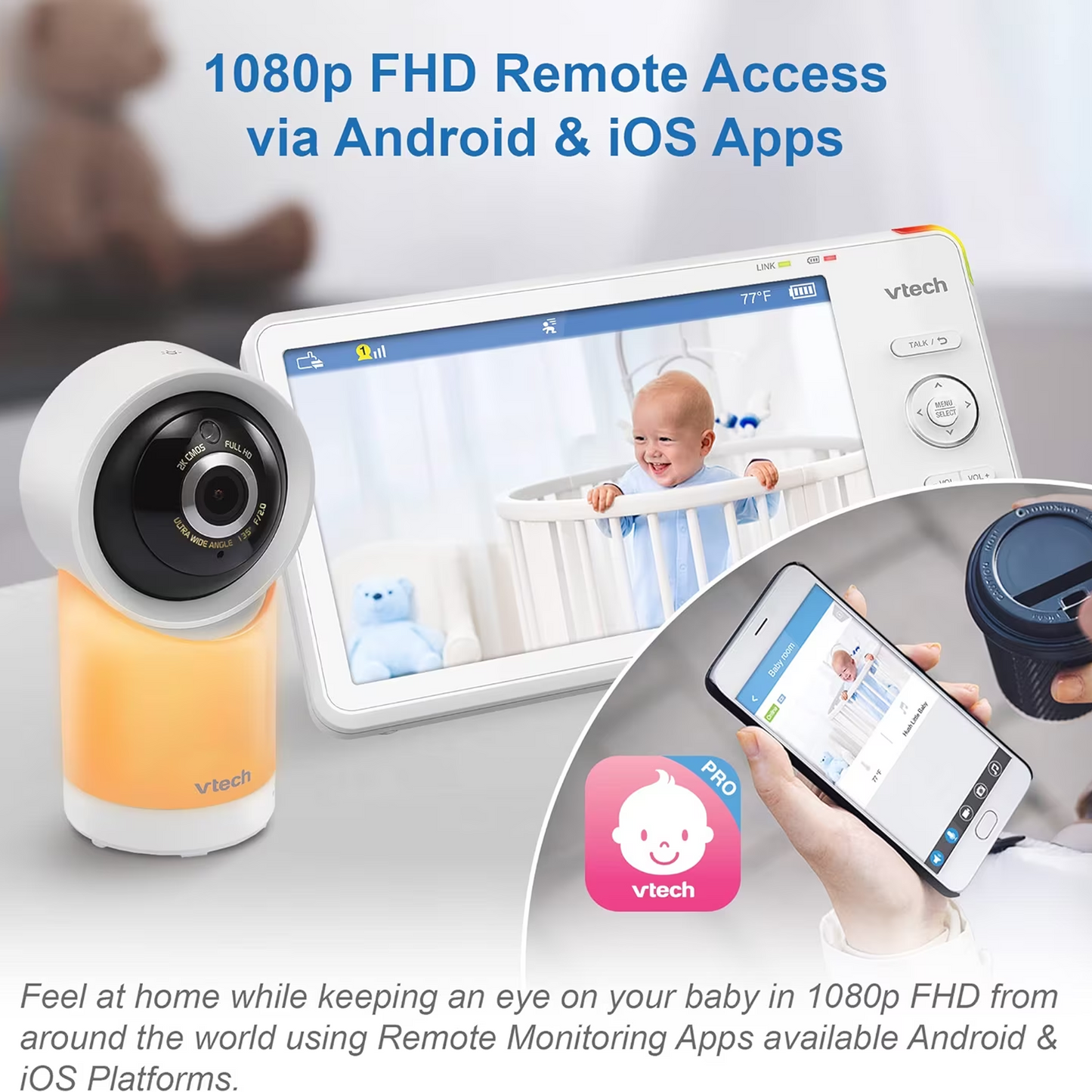 VTech 7-inch Smart Video Monitor with Wifi, Pan & Tilt - RM7766HD