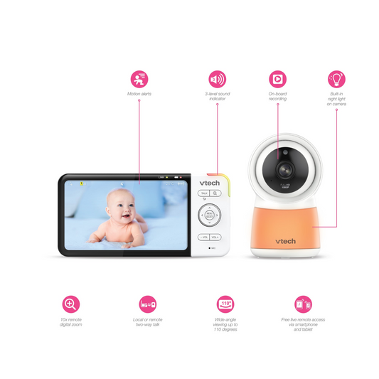 VTech 7-inch Smart Video Monitor with Wifi, Pan & Tilt - RM7766HD