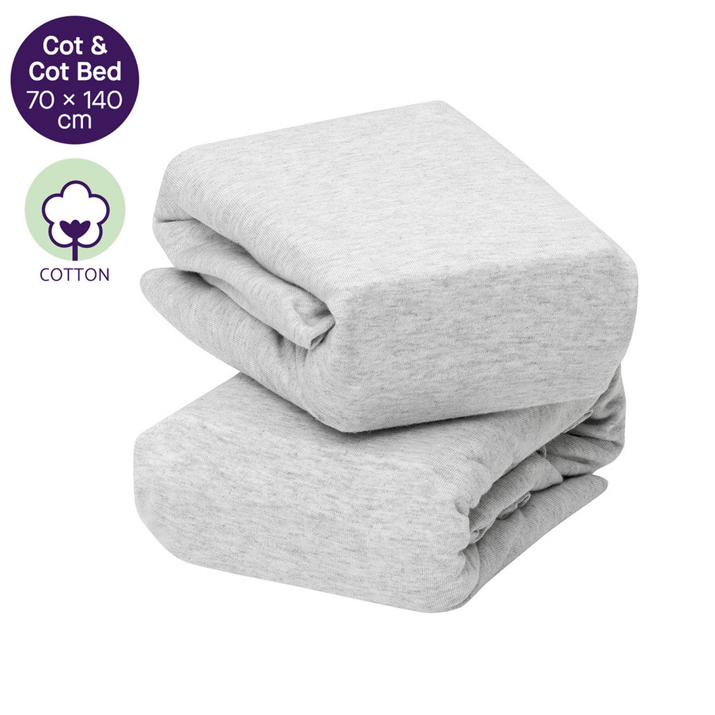 Clevamama Jersey Cotton Fitted Sheets One Size Cot & Cot Bed - 2 Pack