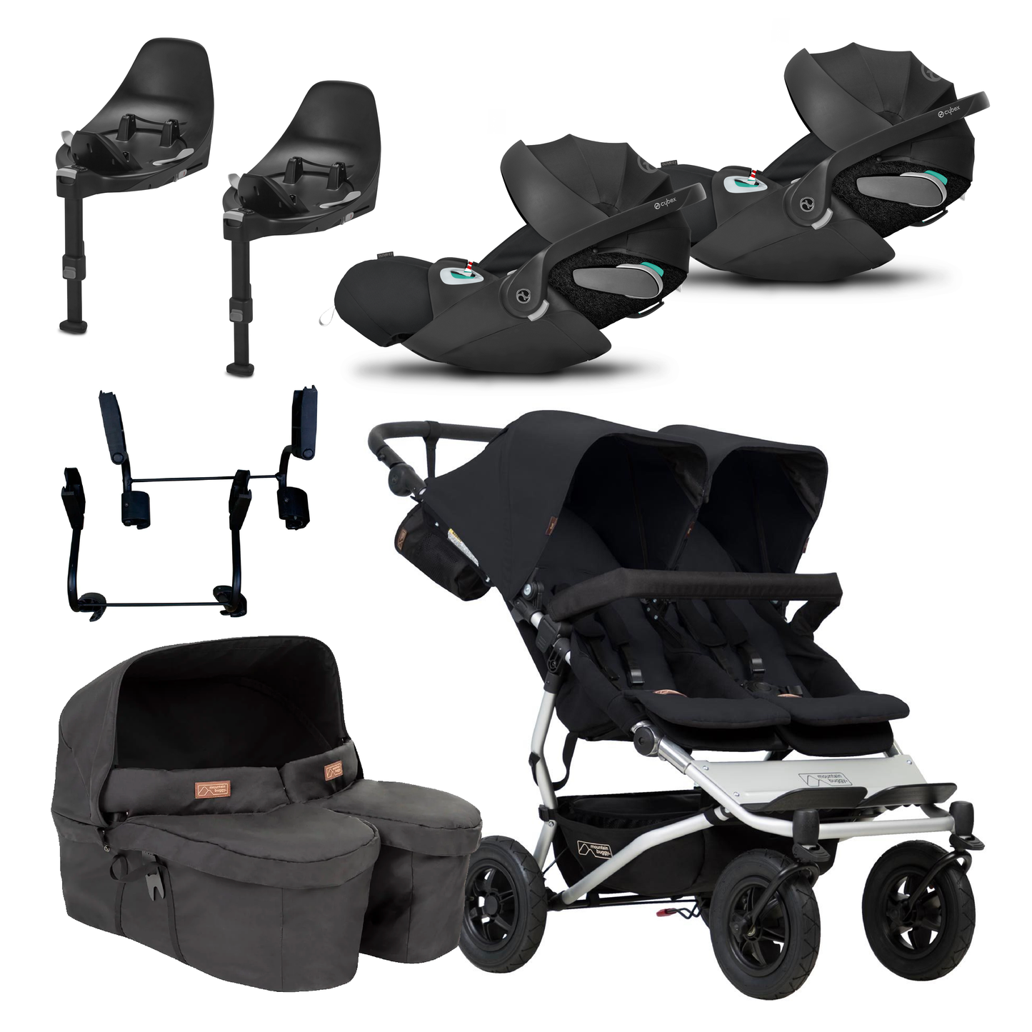 Mountain Buggy Duet Twin Bundle with Cybex Cloud T and Bases