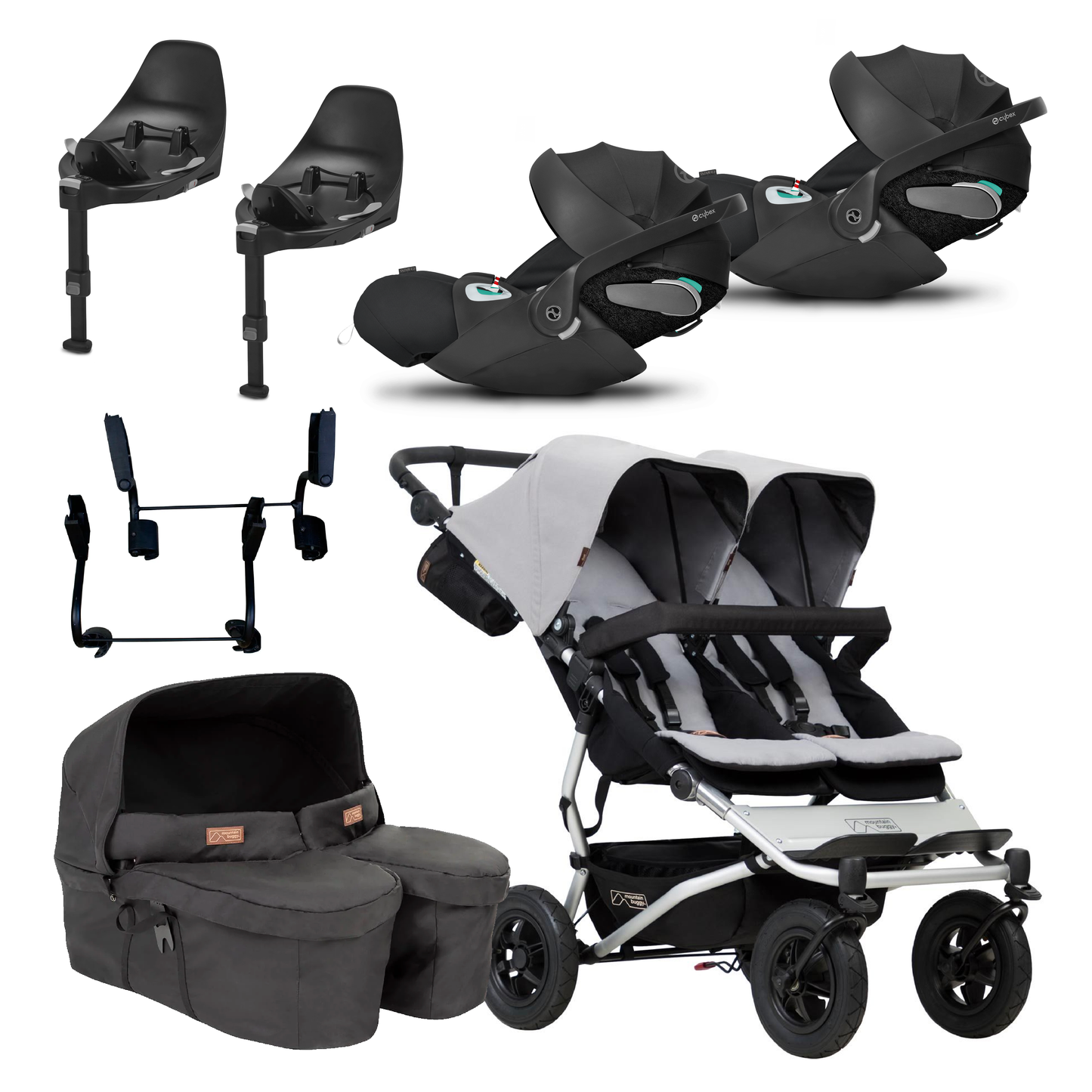 Mountain Buggy Duet Twin Bundle with Cybex Cloud T and Bases
