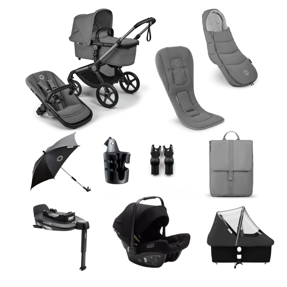 Bugaboo Fox 5 Renew Ultimate Newborn Bundle With Turtle Car Seat & Base- moon grey