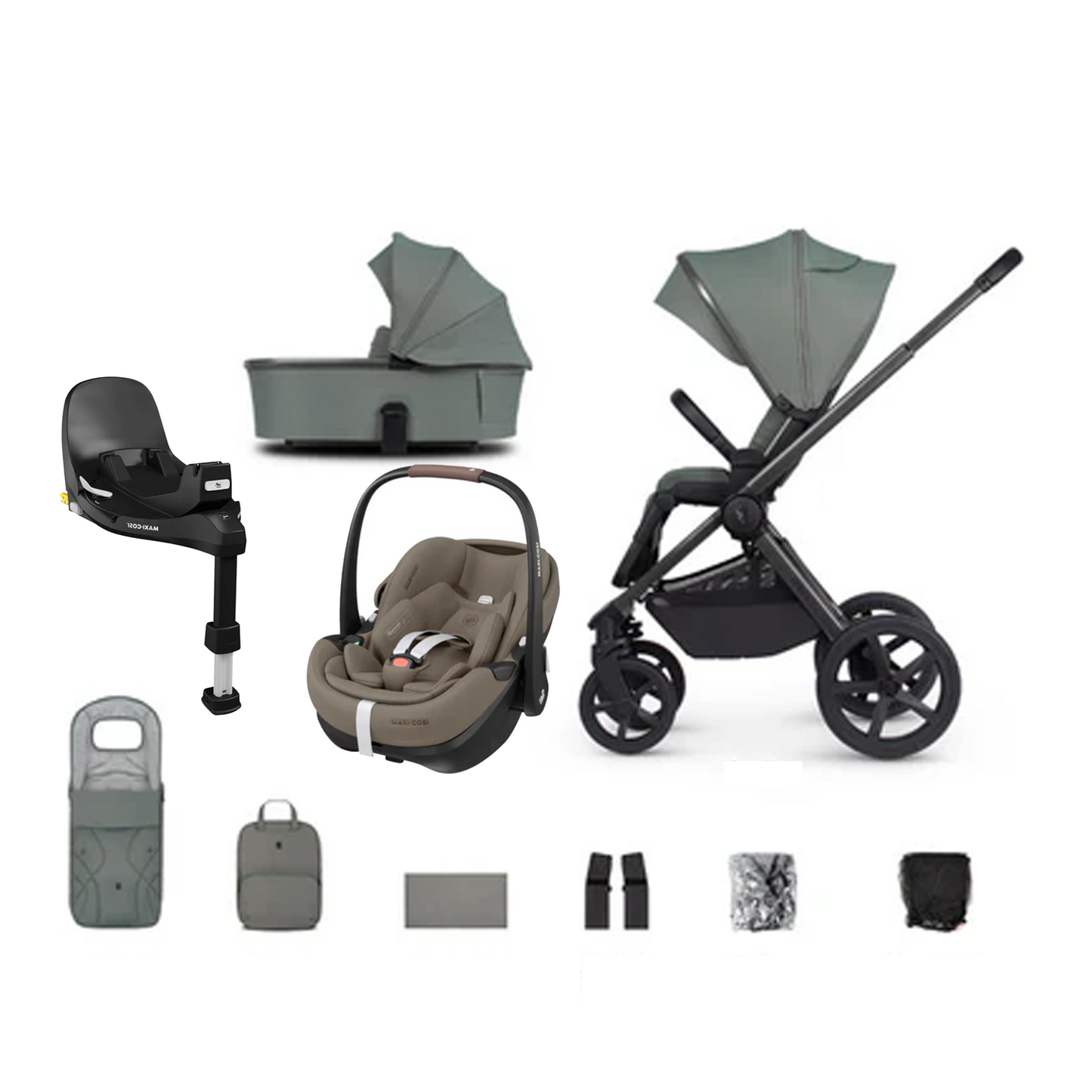 Venicci Upline 2 - 3 in 1 with Maxi Cosi Pebble 360 Pro2 and Familyfix Pro Isofix Base