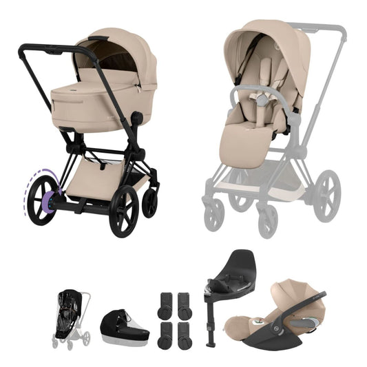 Cybex ePriam 5 Ultimate Travel System with Folding Carrycot and Cloud T Car Seat & Base T - Comfort Collection