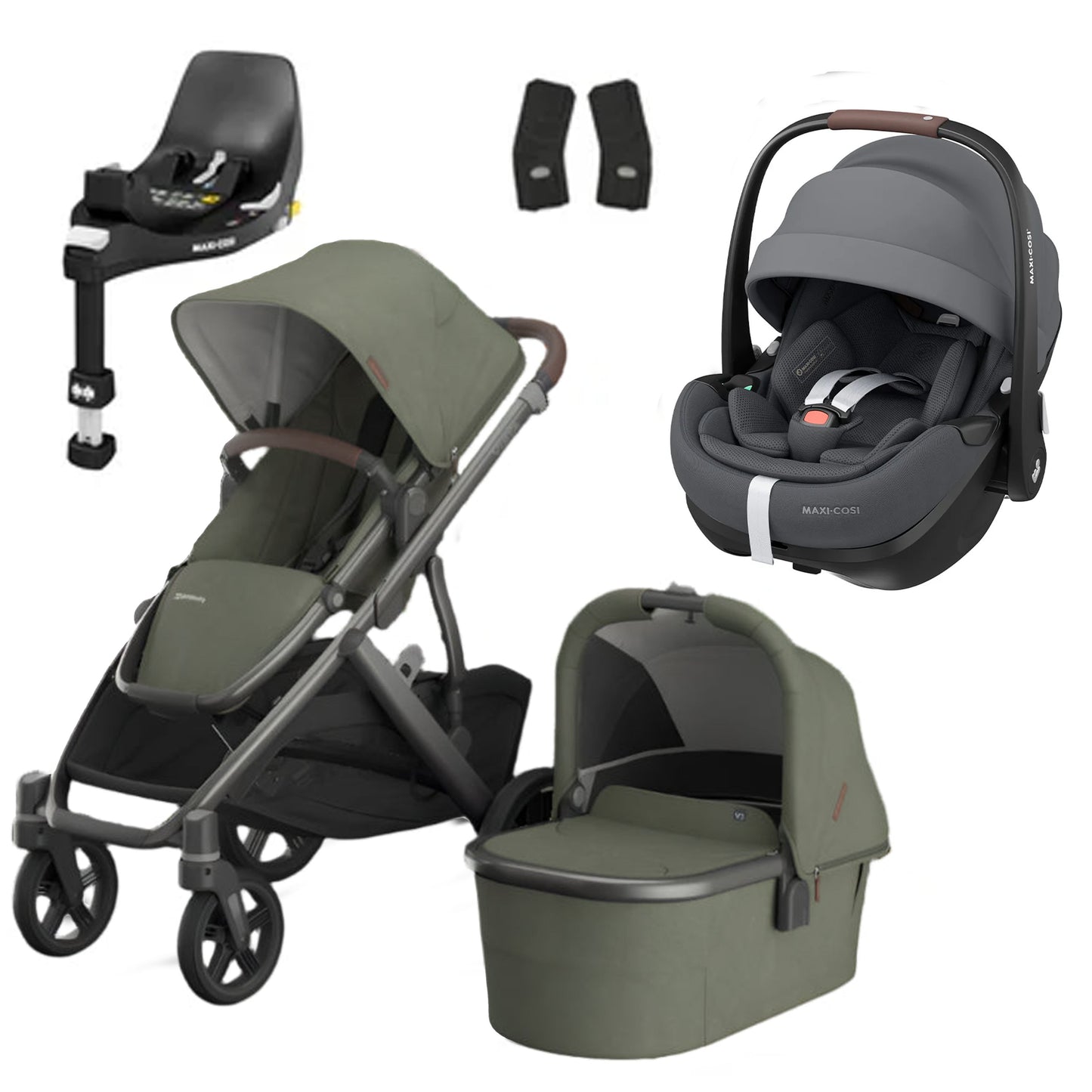 UPPAbaby Vista V3 Buggy with Maxi Cosi Pebble 360 Pro2 and Familyfix Pro Isofix Base
