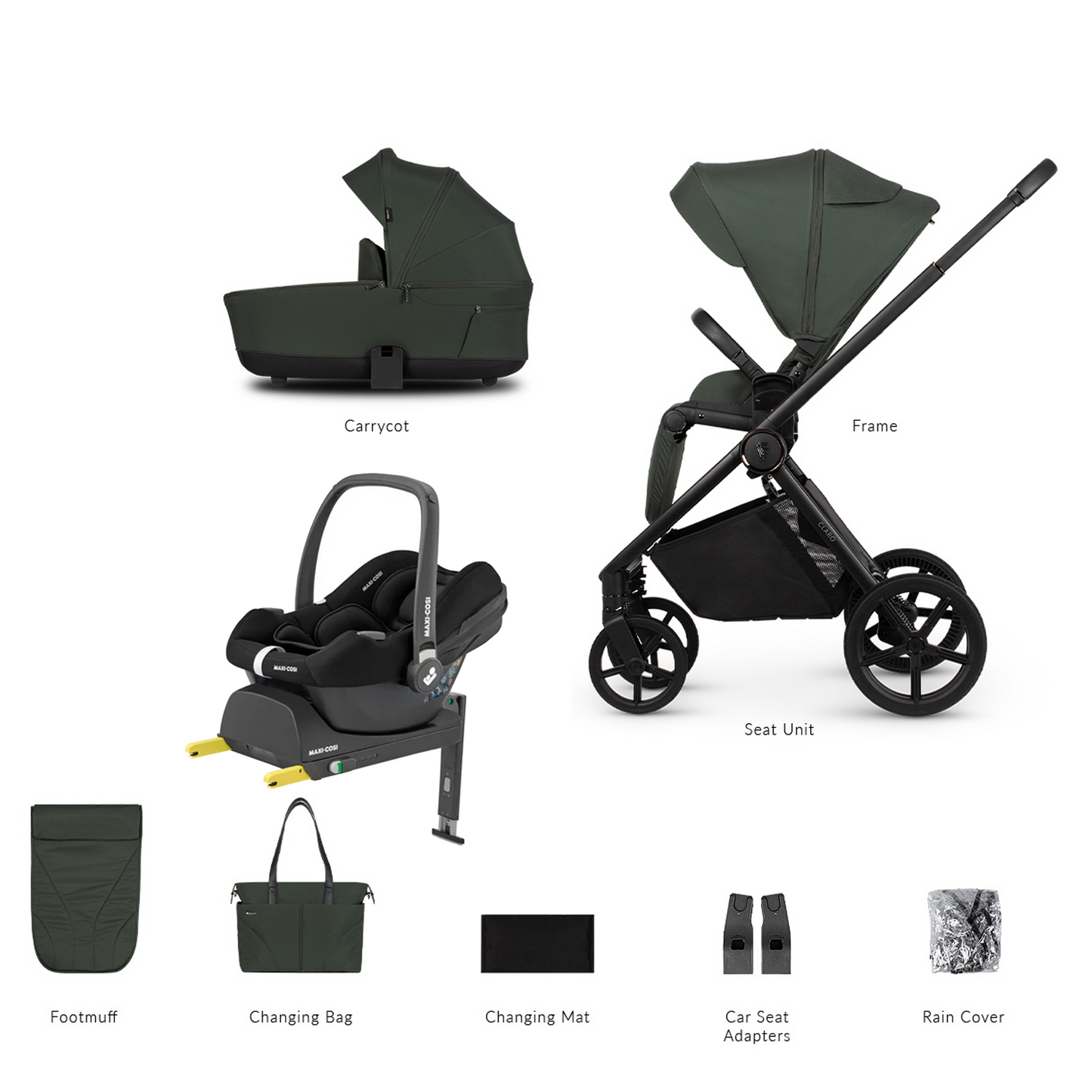 Venicci Claro 3 in 1 with Maxi Cosi CabrioFix and Base
