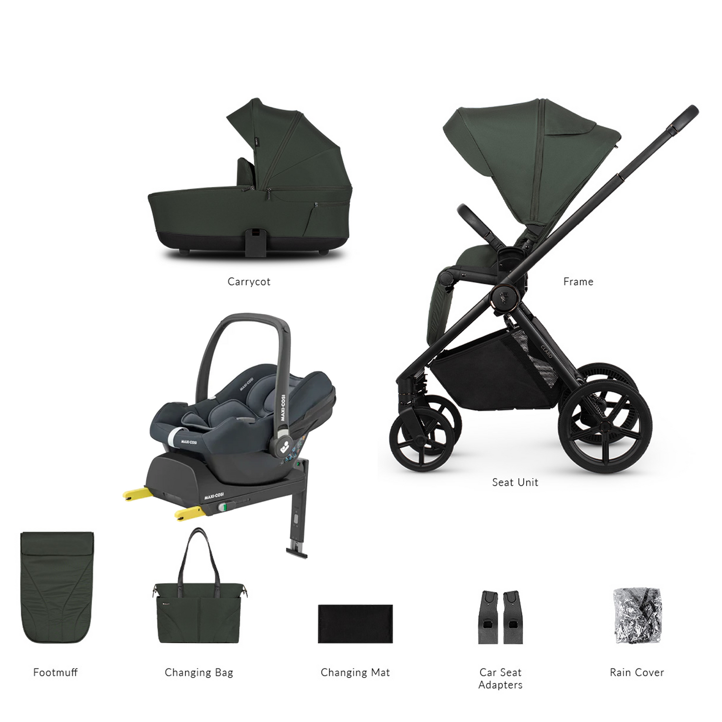 Venicci Claro 3 in 1 with Maxi Cosi CabrioFix and Base