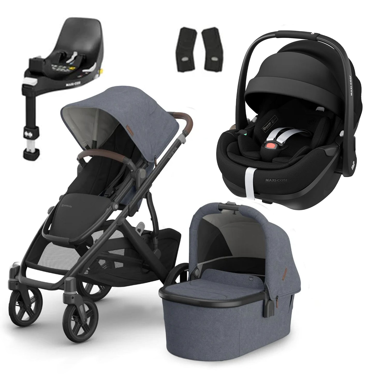 UPPAbaby Vista V3 Buggy with Maxi Cosi Pebble 360 Pro2 and Familyfix Pro Isofix Base