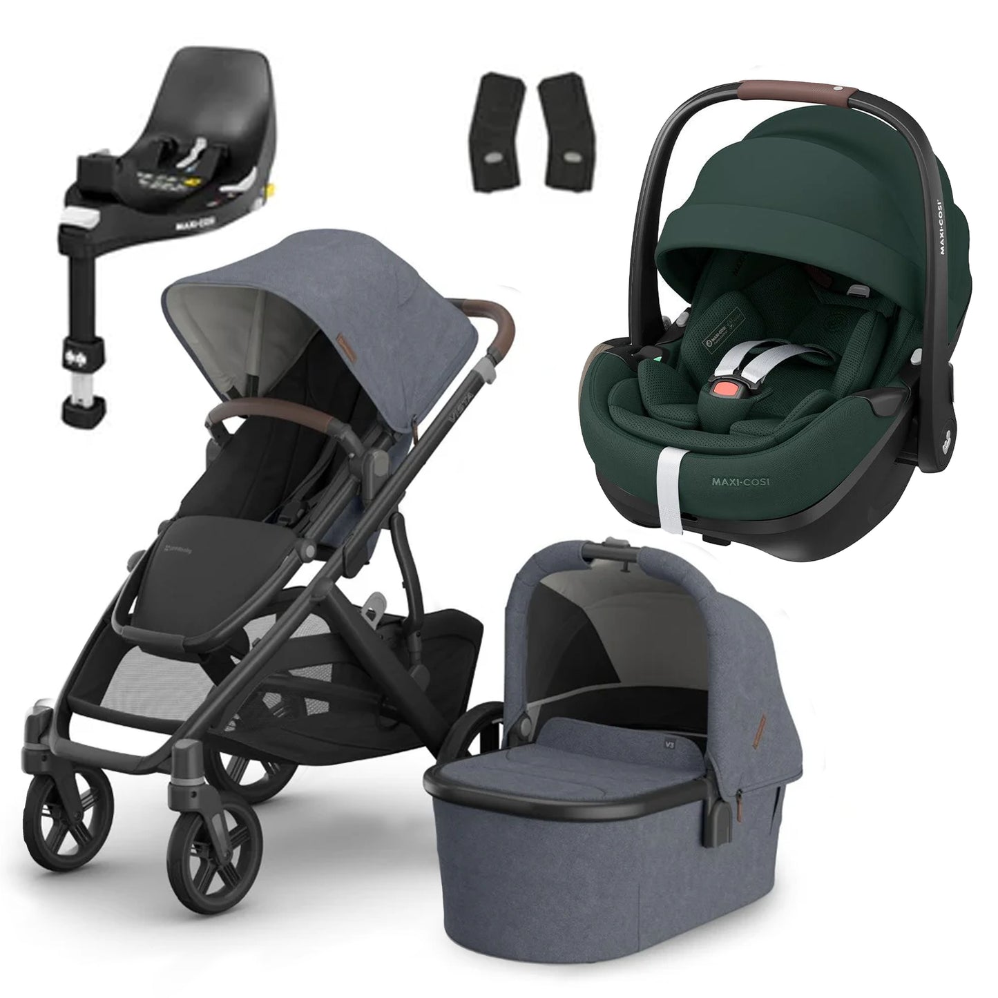 UPPAbaby Vista V3 Buggy with Maxi Cosi Pebble 360 Pro2 and Familyfix Pro Isofix Base
