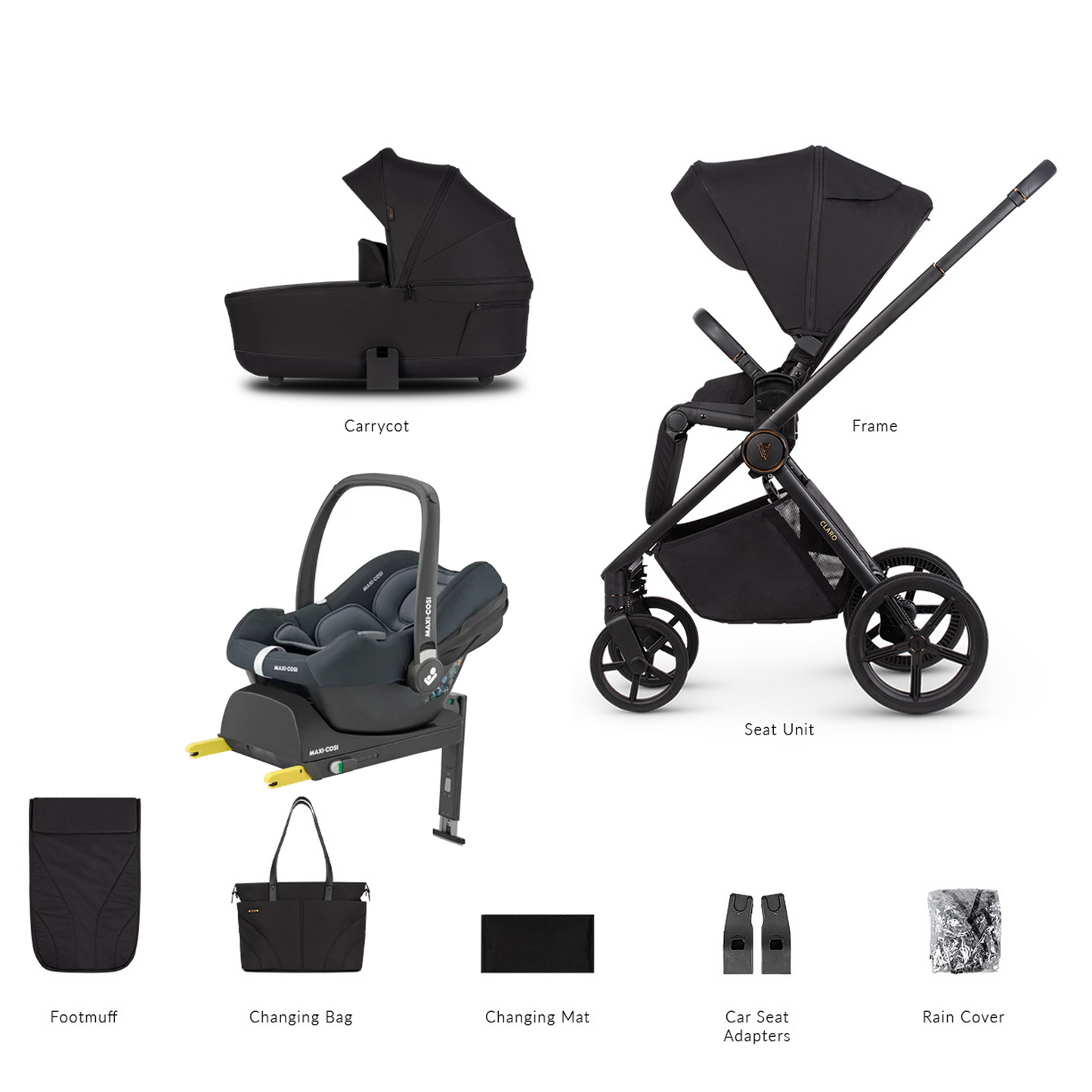 Venicci Claro 3 in 1 with Maxi Cosi CabrioFix and Base