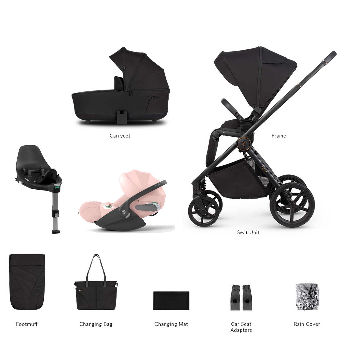 Venicci Claro 3 in 1 with Cybex Cloud T & Base T