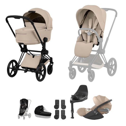 Cybex Priam 5 Ultimate Travel System with Folding Carrycot and Cloud T Car Seat & Base T - Comfort Collection