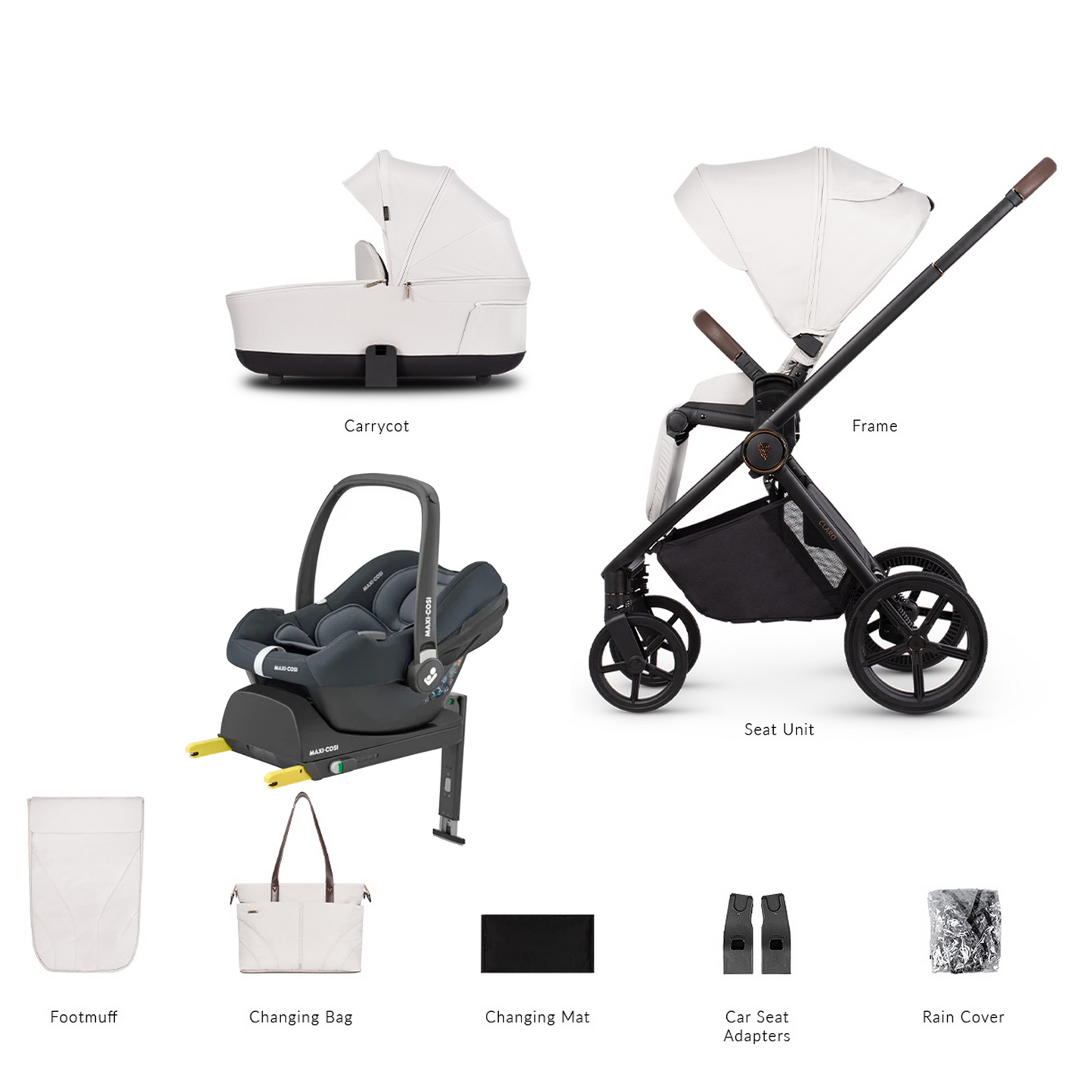 Venicci Claro 3 in 1 with Maxi Cosi CabrioFix and Base