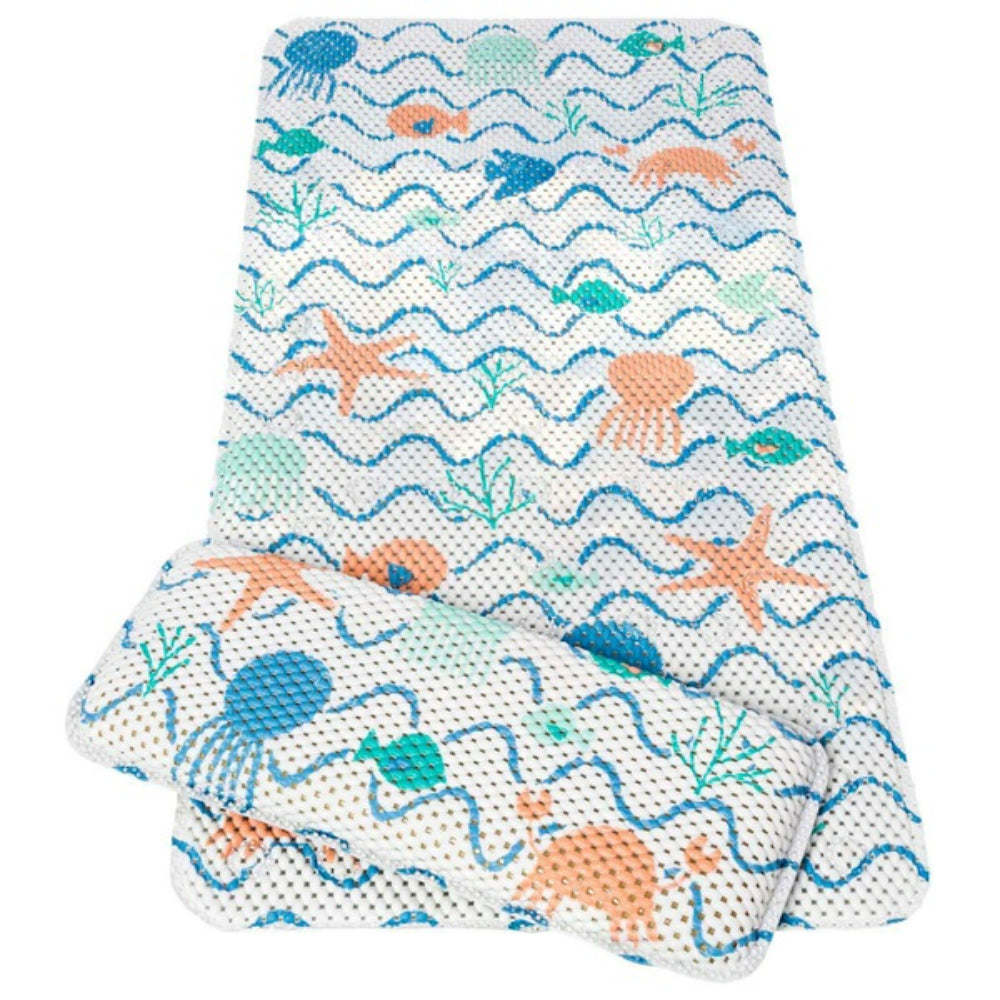 Clevamama Bath Mat with Kneeling Cushion - Under the sea (AntiBac Treated)