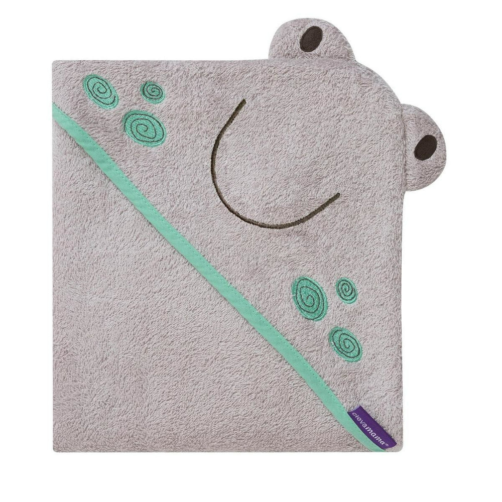 Clevamama Bamboo Baby Bath Towel - Grey - Franky the Frog