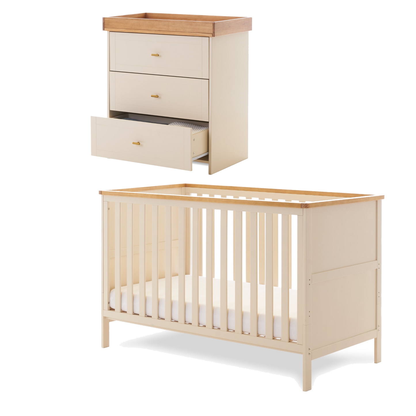 Obaby Evie Mini 2 Piece Room Set with Cot Bed & Dresser