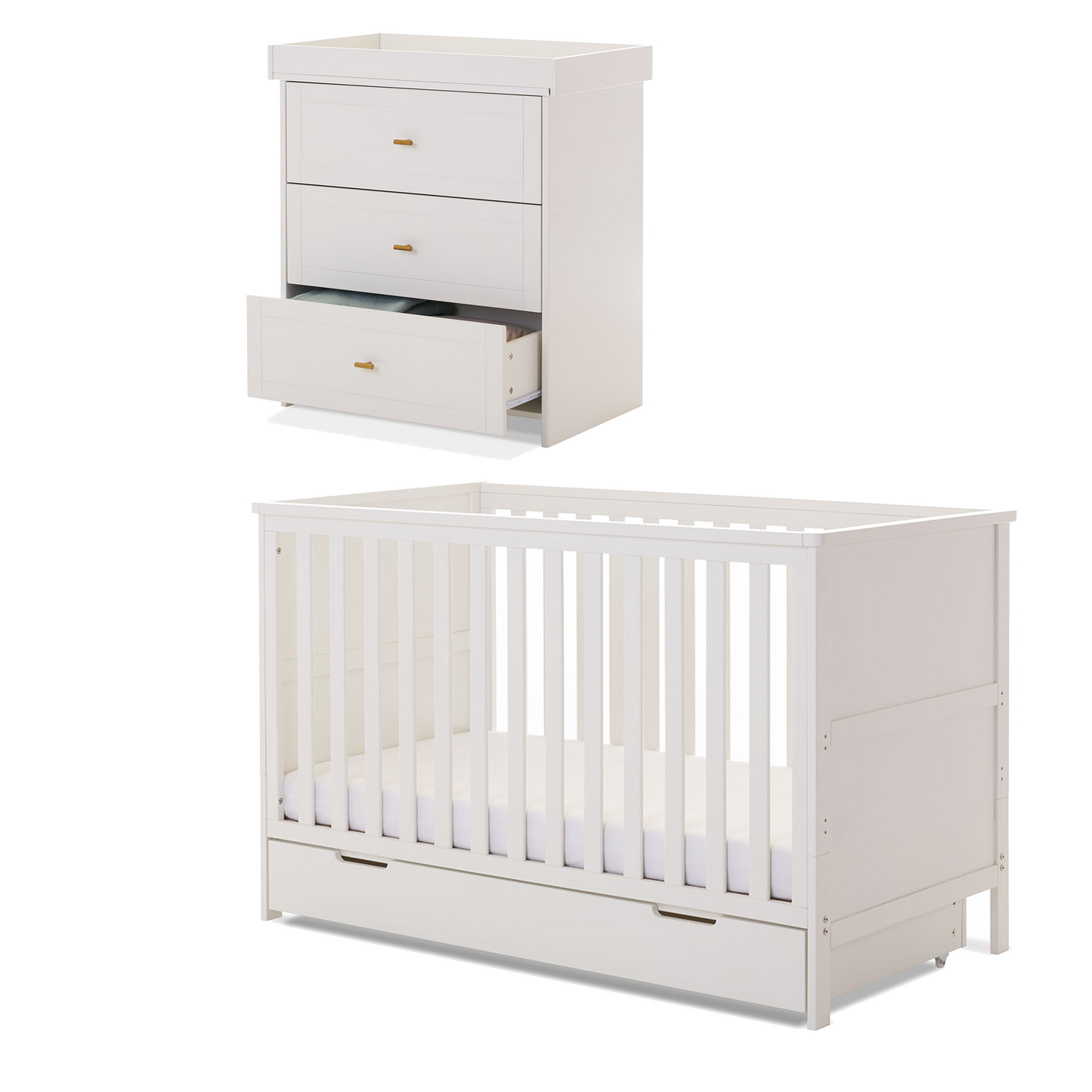Obaby Evie Mini 2 Piece Room Set with Cot Bed & Dresser