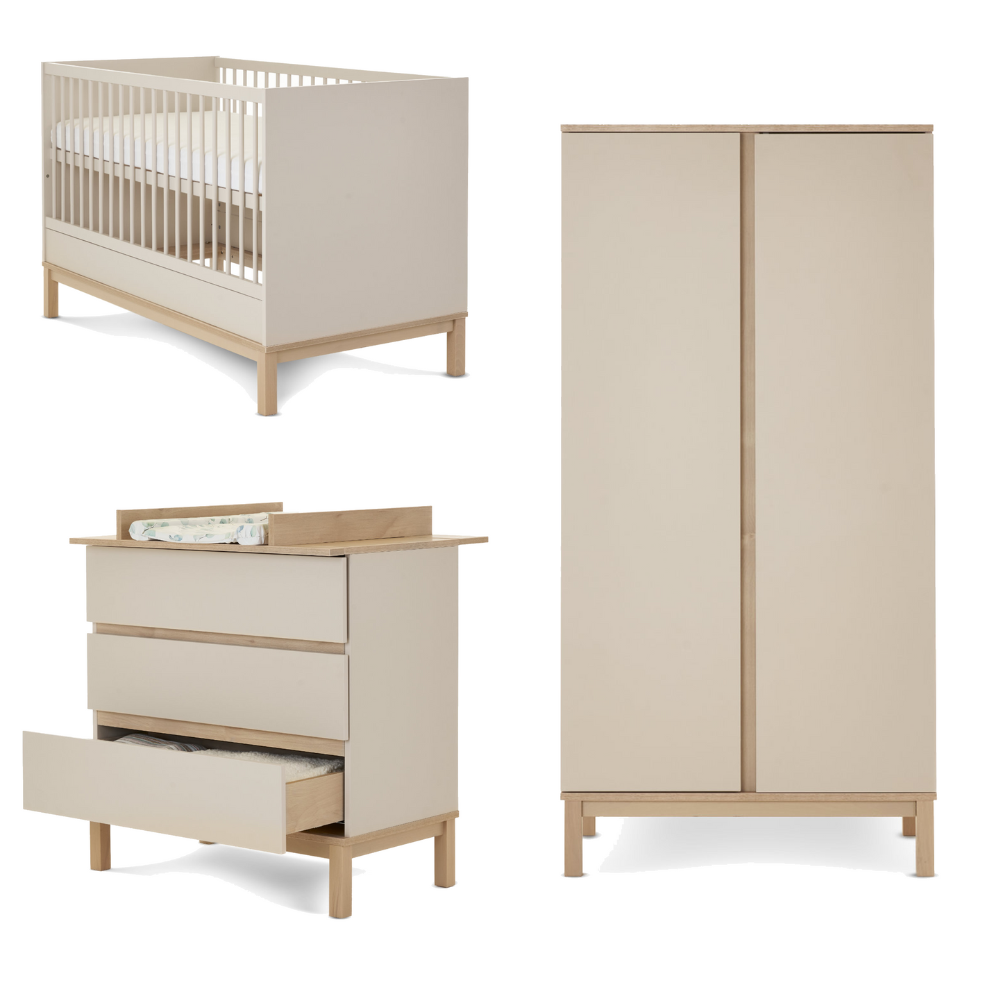 Obaby Astrid 3 Piece Room Set with Cotbed, Dresser Changer and Wardrobe