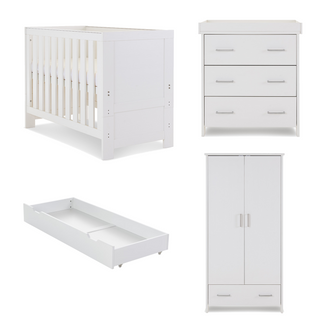 Obaby Nika Mini 3 Piece Room Set with Cot Bed, Dresser Changer and Wardrobe