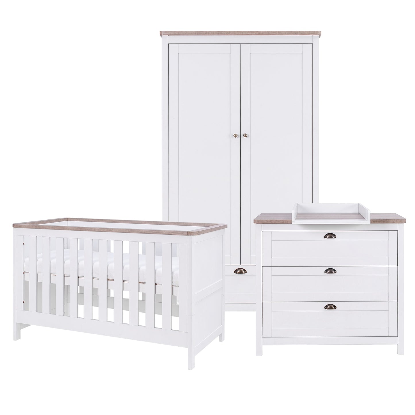 Tutti Bambini Verona 3 Piece Range with Cot Bed, Dresser Changer and Wardrobe