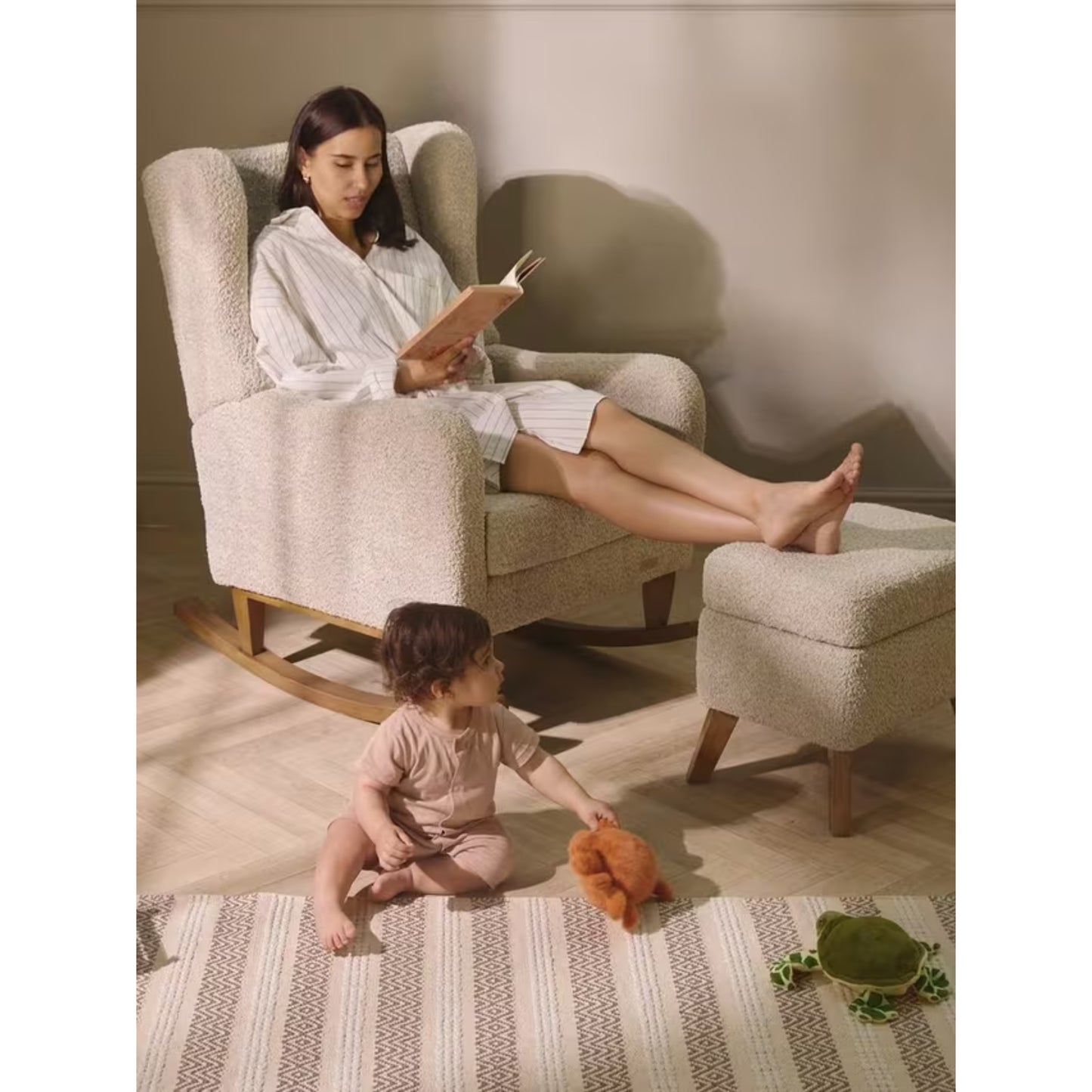 Tutti Bambini Harper Wingback Rocking Chair And Foot Stool