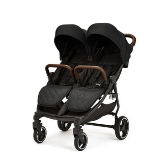 Ickle Bubba Venus Double Stroller / Black/Biscuit/Tan / Prime Bundle - PLUS Footmuff x 2, Raincover & Newborn Cocoon
