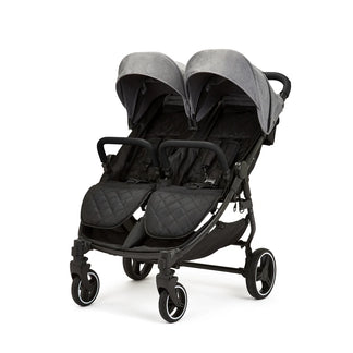 Ickle Bubba Venus Double Stroller / Black/Space Grey/Black / Prime Bundle - PLUS Footmuff x 2, Raincover & Newborn Cocoon
