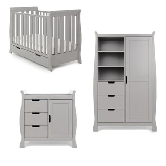 Obaby Stamford Mini 3 Piece Room Set with Cot Bed, Dresser Changer and Wardrobe