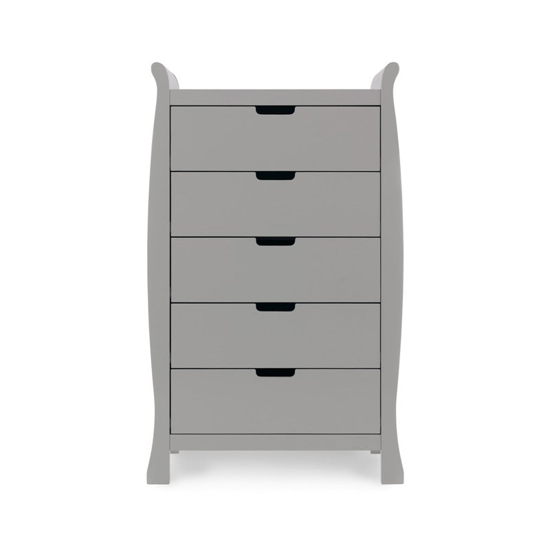 Obaby Stamford Classic 5 Piece Room Set with Cot Bed, Dresser, Tall Chest, Wardrobe & Glider Chair