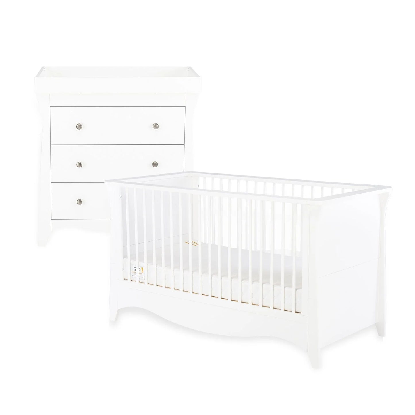 CuddleCo Clara 2 Piece Set with Cot Bed and Drawer Dresser