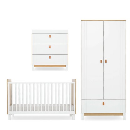 CuddleCo Rafi 3 Piece Set with Cot Bed, Dresser and Wardrobe