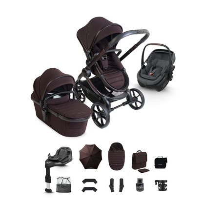 iCandy Peach 8 Complete Travel System Bundle with Maxi Cosi Coral Slide Pro Infant Car Seat & Isofix Base