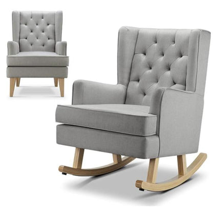 BabyLo Nested Soothe Easy Chair & Rocker-Grey/Beech