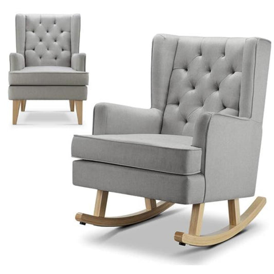 BabyLo Nested Soothe Easy Chair & Rocker-Grey/Beech