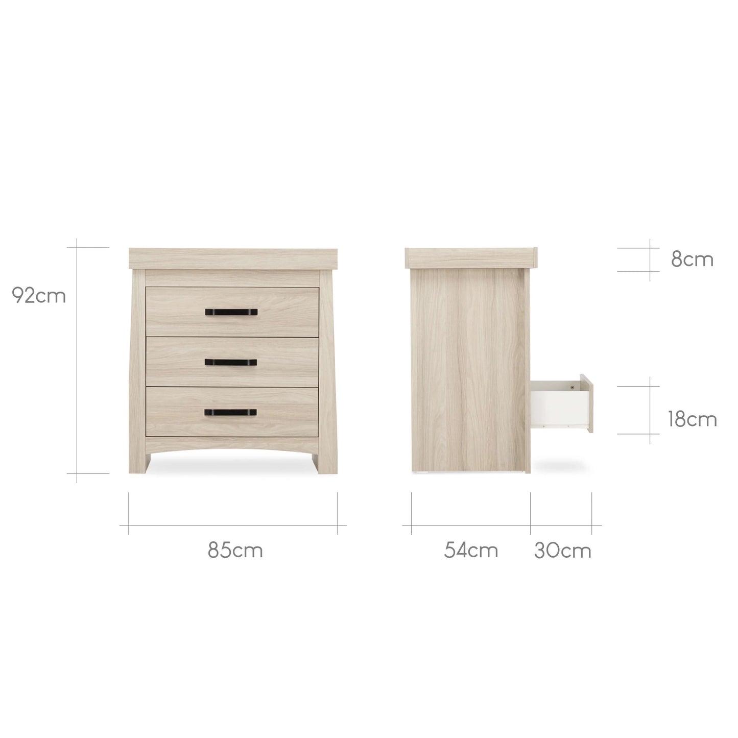 CuddleCo Isla 2 Piece Set with Cot Bed and Drawer Dresser