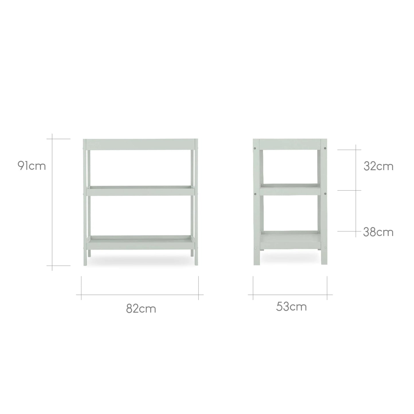 CuddleCo Nola 3 Piece Set with Cot Bed, Open Changer and Clothes Rail